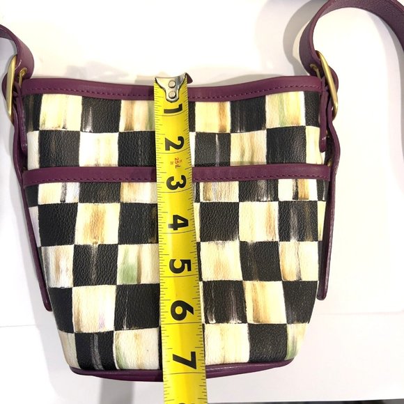 MacKenzie-Childs Purple and Black Checkered Crossbody Bag - Picture 9 of 13